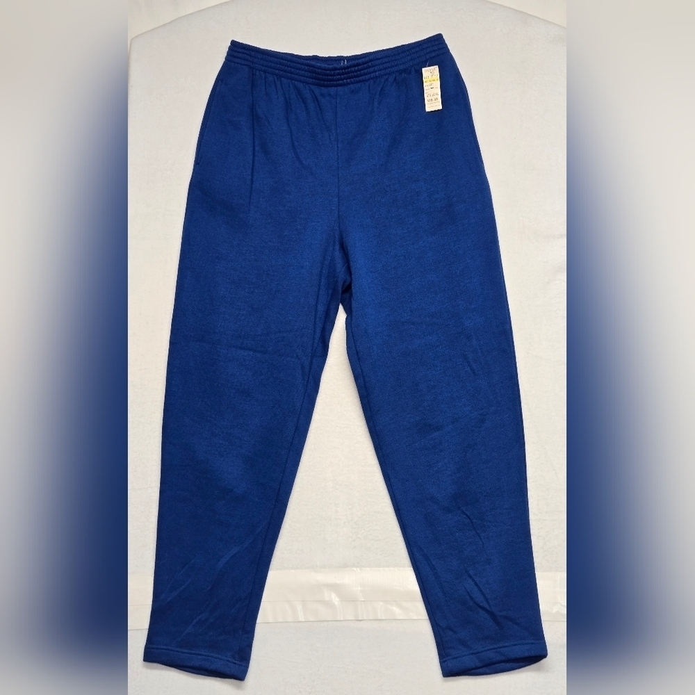 Geoffrey Hunter Sport Sweatpants L Blue Tapered Cut Big Soft Lined Sporty Casual